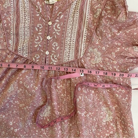 C&C California || Floral Peasant Popover Blouse Pink Large