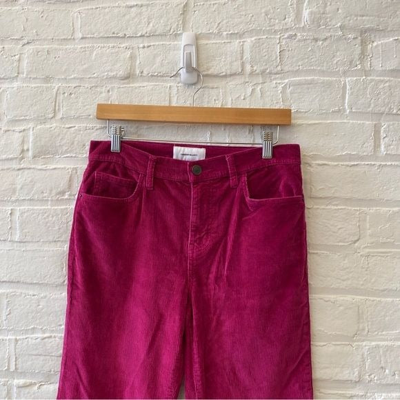 Current/Elliot || Corduroy Crop Flare Pants Magenta Fuchsia Pink 29