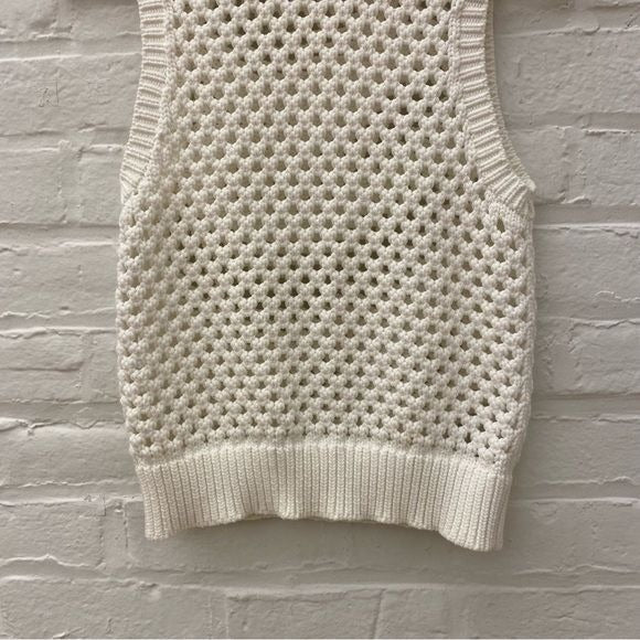 Theory || Mayleen Open Knit Sleeveless Sweater Shell White Small