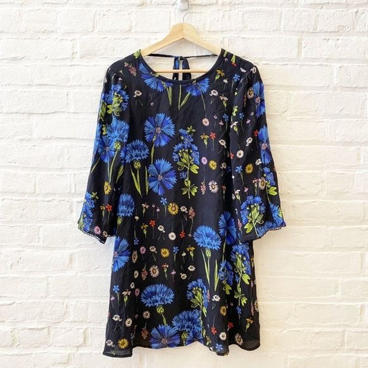 Anthropologie || Maeve Lucinda Dress Silk Floral Black XSP XS Petite