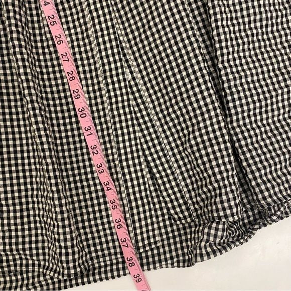 Floryday || Drop Waist Gingham Shirt Dress Preppy Black White Small