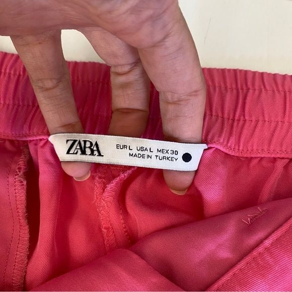 Zara || Wide Leg Trousers Pants Full Length High Rise Large Pink