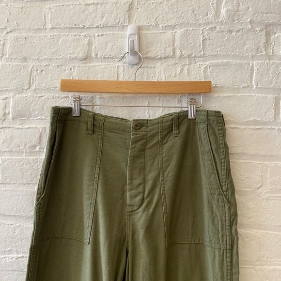 R13 || Wide-leg Utility Pants in Olive Green 28