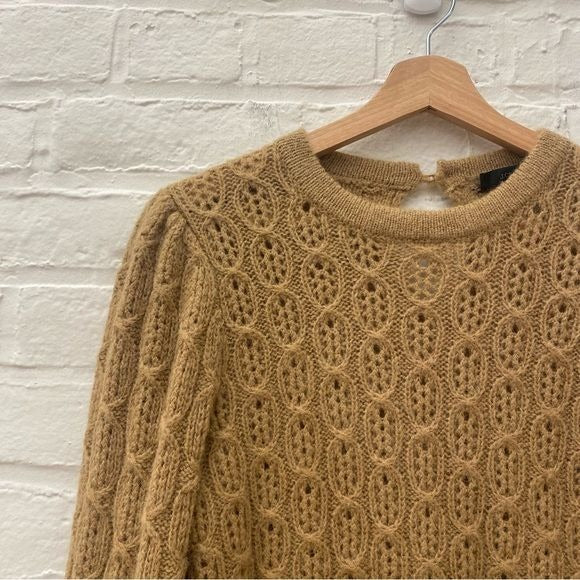 J.Crew || Balloon Sleeve Cable Knit Alpaca Blend Sweater Pale Clay Tan XS