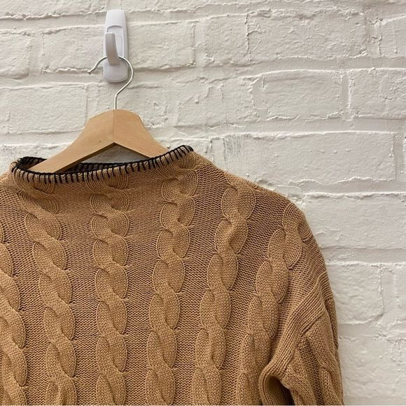 J. Crew || Cotton-Cashmere Cable-Knit Mockneck Sweater Camel XXS