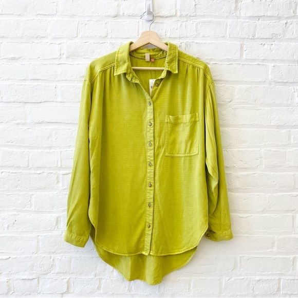 Anthropologie || Pilcro The Bo Boyfriend Buttondown Green Medium NWT