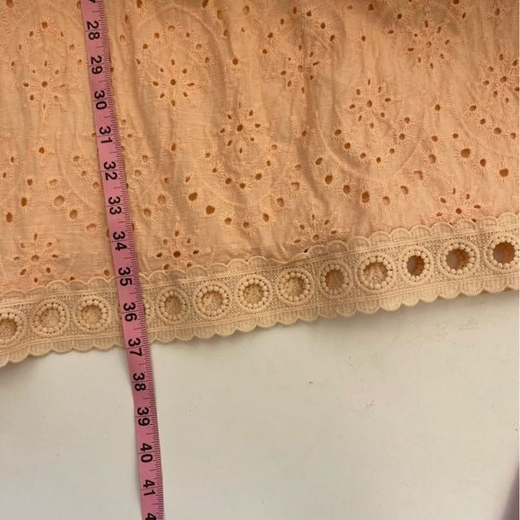 Listicle || Eyelet Tiered Mini Dress Peach Medium