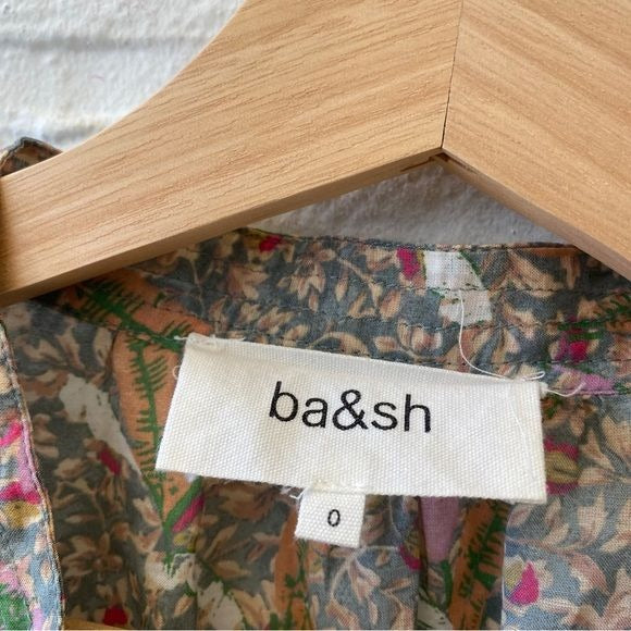 ba&sh || Jasmine Belted Botanical Shirt Dress 0 XS