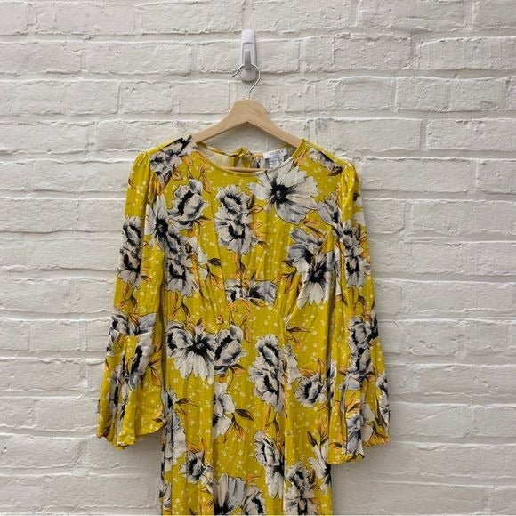 Ghost London || Luisa Floral Midi Dress in Patty Poppy Ditzy Yellow XS NWT