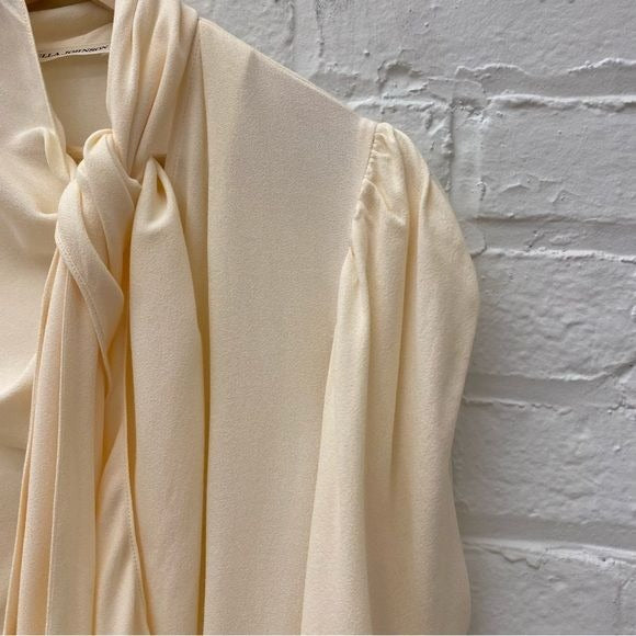 Ulla Johnson || Ivy Blouse Draped Crepe Wrap Tie Neck Blanc Ivory 6