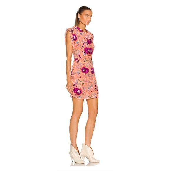 Isabel Marant || Bemaya Dress in Papaya Floral Stretch Silk 36