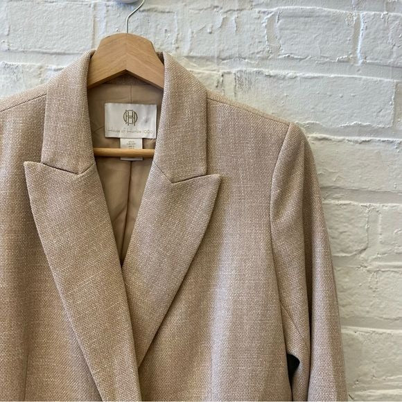 House of Harlow || Oversized Double Breasted Tan Ivory Blazer Small