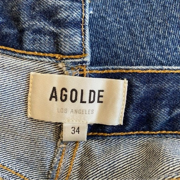 AGOLDE || Criss Cross Straight Leg Jeans in Range Wash Blue 34