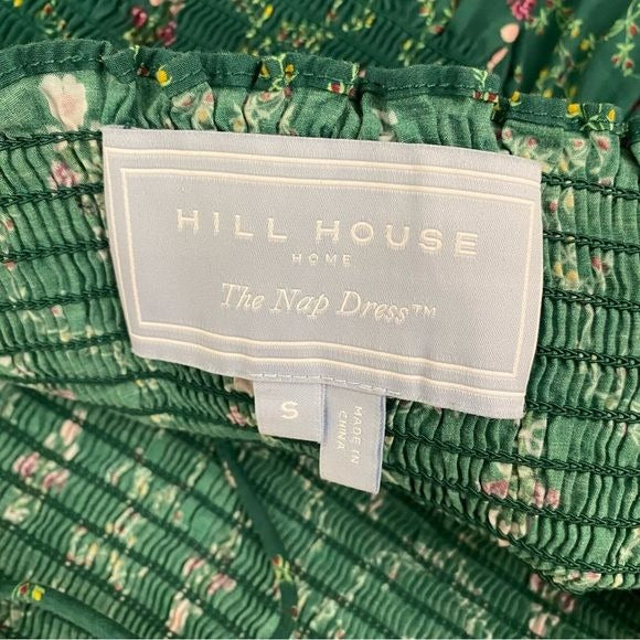 Hill House Home || Athena Nap Dress Emerald Trellis Green Floral Mini Small