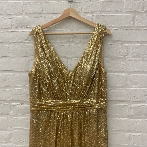 Revelry || Bijou Sequin Bridesmaid Formal Maxi Dress Gown in Gold 18