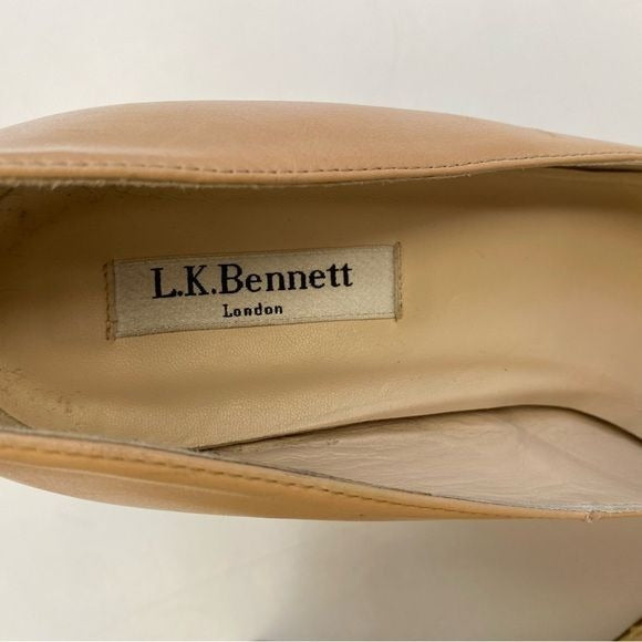 L.K. Bennett || Estela Espadrille Wedge Peeptoe Pump Nude Tan 41