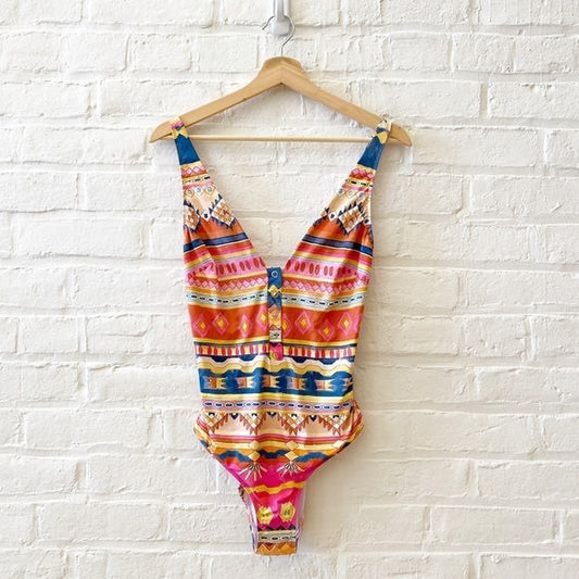 Sézane || Partir Avec Toi One Piece Snap Swimsuit in Sunshine US 8 NWT