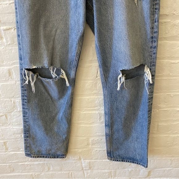 AGOLDE || 90's Mid Rise Loose in Isolate Wide Leg Distressed Jeans Blue 29