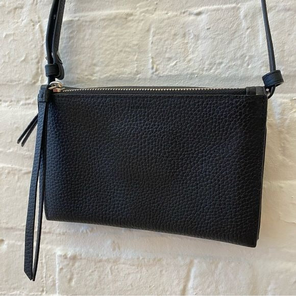 All Saints || Fetch Leather Wallet on a Chain Convertible Crossbody Bag Black