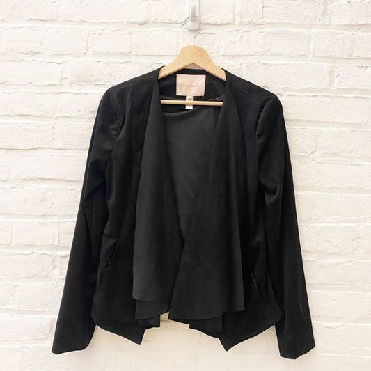 Anthropologie || Hutch Draped Faux Suede Jacket in Black Small