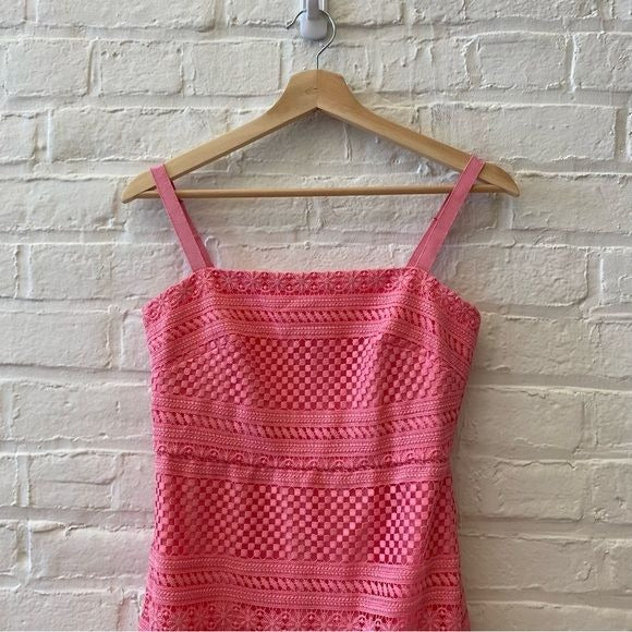 J. Crew || Geometric Lace Midi Dress Pink 0 NWT