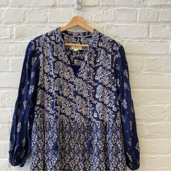 Anthropologie || Maeve Carlita Tiered Tunic Dress Navy Blue XS