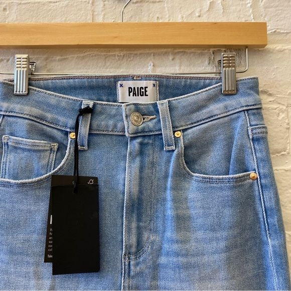 Paige || Sarah Slim Crop Jeans Raw Hem in Park Ave Light Blue Wash 24 NWT