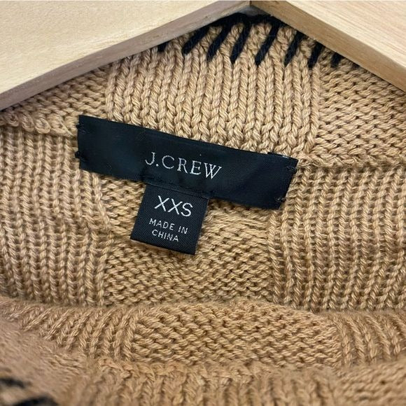 J. Crew || Cotton-Cashmere Cable-Knit Mockneck Sweater Camel XXS