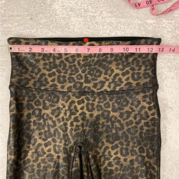 SPANX || Leopard Faux Leather Leggings Medium Petite