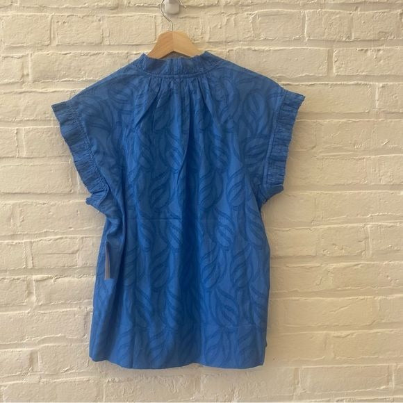 Joie || Drawley Sleeveless Ruffle Top in Regatta Blue Medium NWT