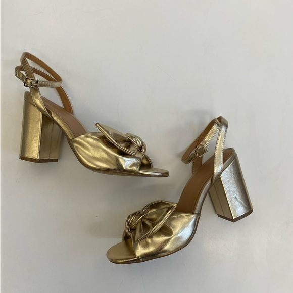 J. Crew || Knotted Heeled Sandals Gold 10