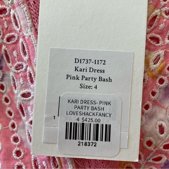 LoveShackFancy || Kari Floral Eyelet Mini Dress in Pink Party Bash 4 NWT