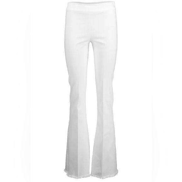 Avenue Montaigne || Bellini Denim Flare Pull On Pant Raw Hem White 8