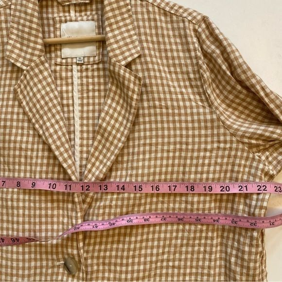 Madewell || Linen Dorset Gingham Check Blazer Tan XL