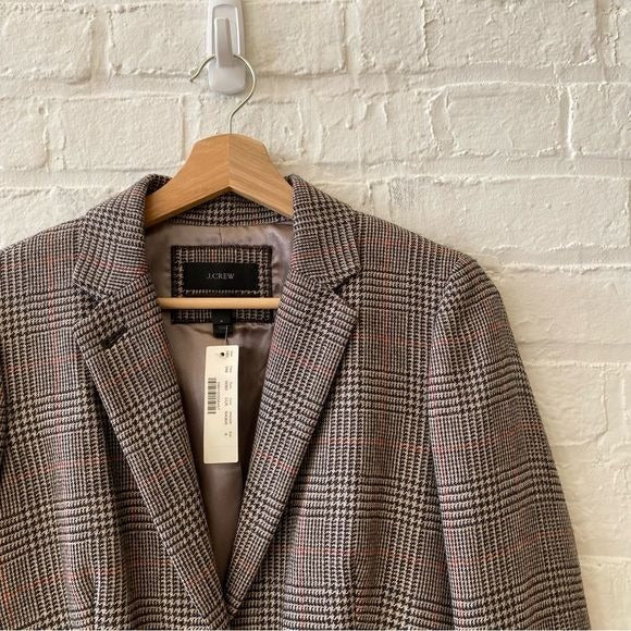 J. Crew || Plaid Wool Jacket Blazer Leather Elbow Patches 6 NWT