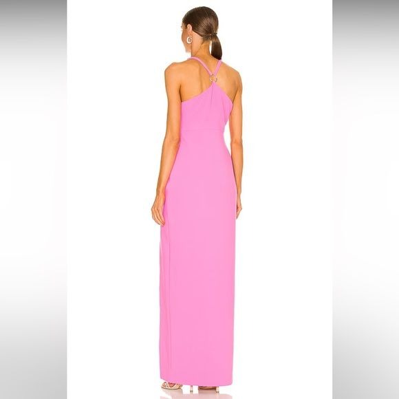 Likely || Sammy Gown High Slit Ring Back Crepe in Pink Sugar 4 NWT