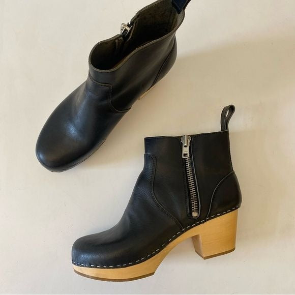 Swedish Hasbeens || Zip It Emy Clog Boots Booties Black 40