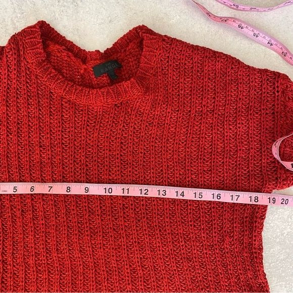 The Range || Open Knit Cuff Sleeve Sweater Red XS