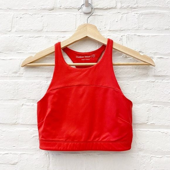 Outdoor Voices || Move Free Crop Top Longline Sports Bra Scarlet Red XS