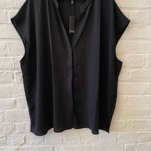 Eloquii || Notch Collar Blouse Black 24 NWT