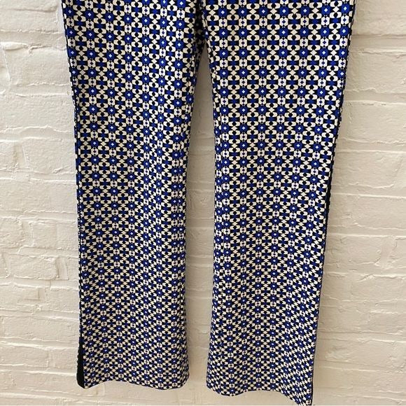 Anthropologie || Maeve Ponte Pull On Bootcut Flare Pant Blue Motif Medium