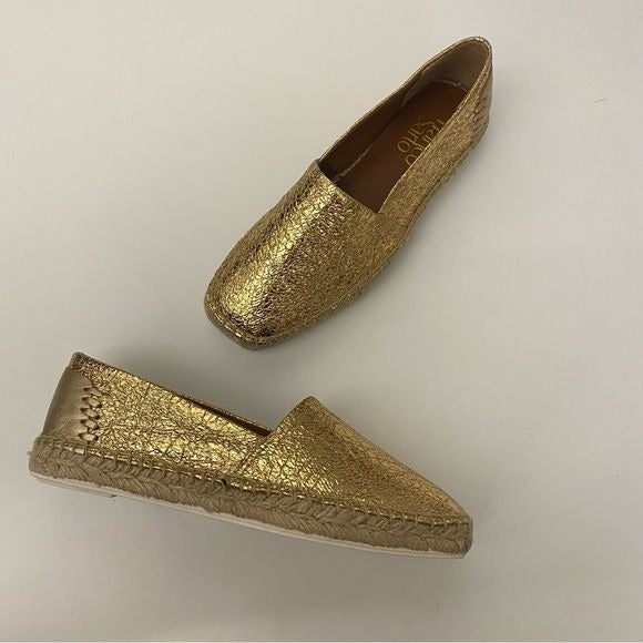 Franco Sarto || Kenna Slip On Espadrilles Gold Crinkle 5.5