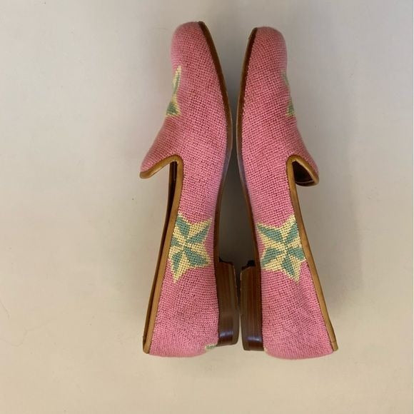 Stubbs & Wootton || Star Needlepoint Flats Pink Green Yellow 9.5