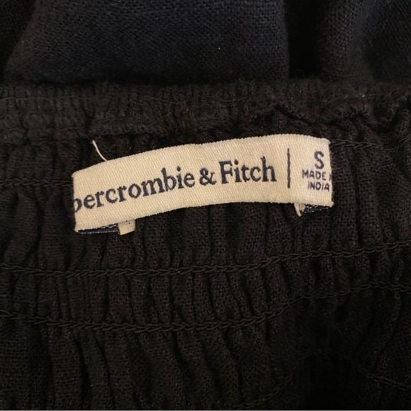 Abercrombie || Scrunchie Strap Linen Maxi Dress Black Small