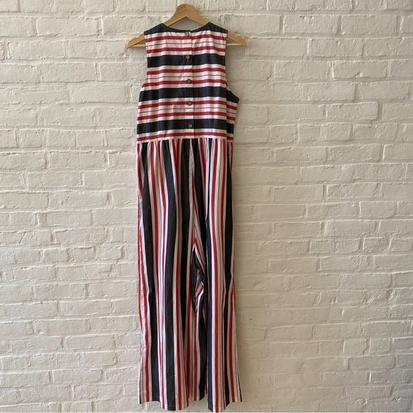 Anthropologie || Maeve Striped Wide-Leg Jumpsuit Red White Large