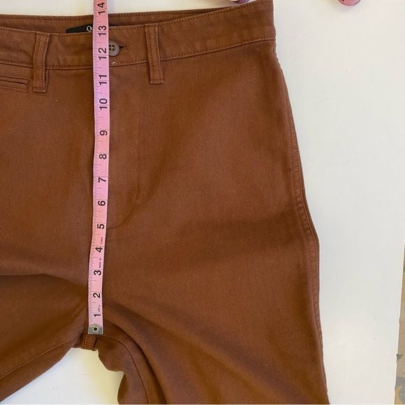 Quince || Cotton Twill Wide-Leg Crop Pants Rust Red Brown 29