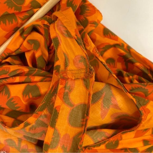 Rhode || Tilda Floral Mini Dress with Ruffle Orange XS