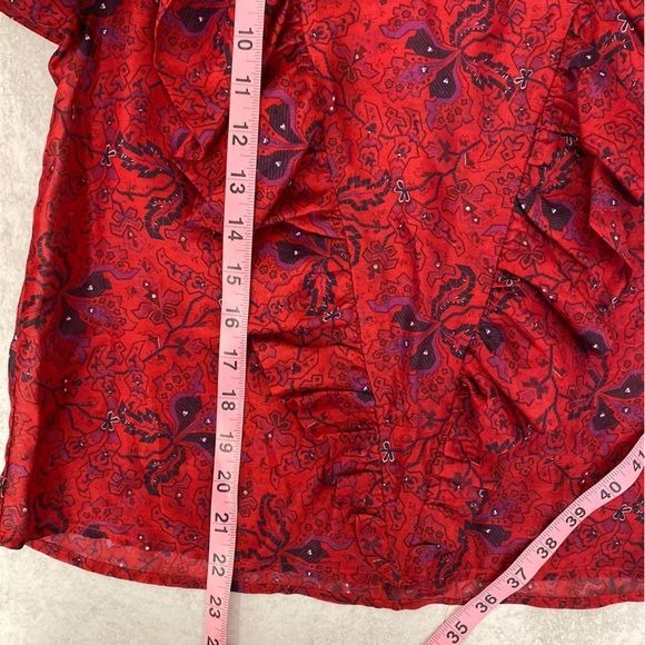 Les coyotes de Paris || Tina Ruffle Floral Silk Blend Top Red Pink 36