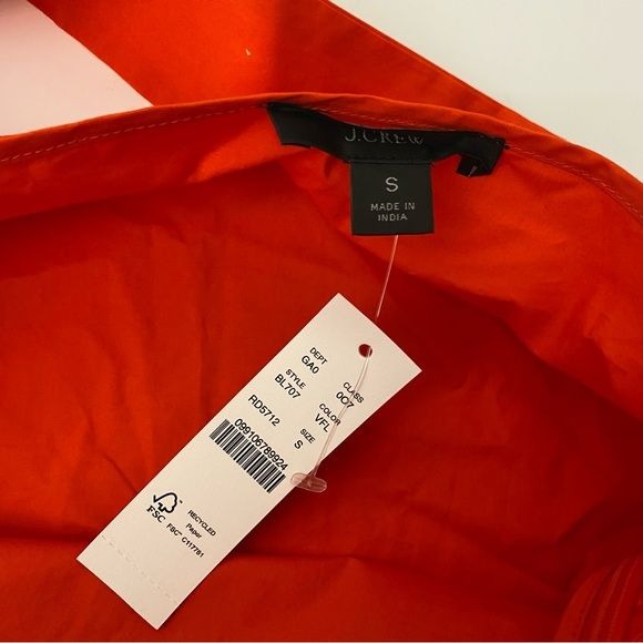 J. Crew || Organic Cotton Poplin Halter Top Red / Orange Small NWT