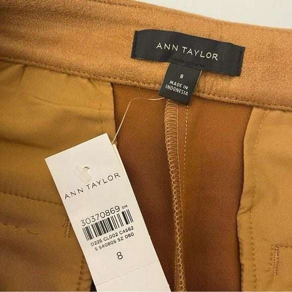 Ann Taylor || Faux Suede The Wide Leg Crop Pants Camel 8 NWT